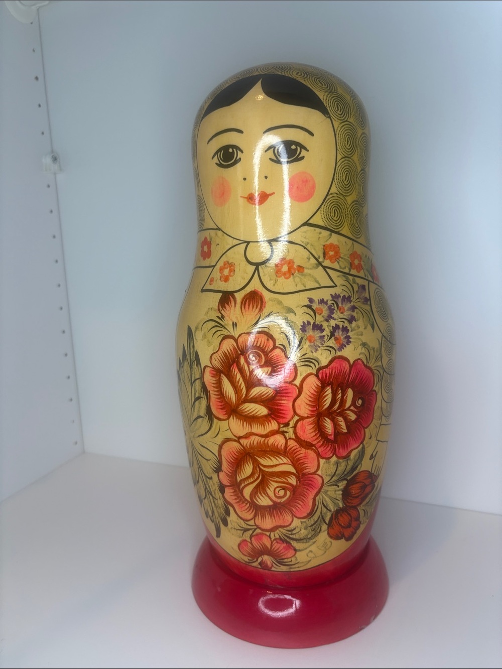 Vintage Hand-Painted USSR Russian Matryoshka Wine Bottle Holder